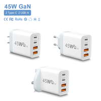 Chargeur de voyage universel 4 ports EU US 45W, adaptateur QC3.0, chargeur mural USB C à charge rapide pour plusieurs appareils