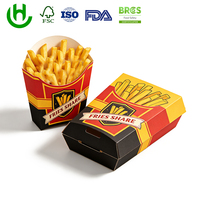 Boîte à frites auto-élevante en papier kraft, emballage alimentaire rapide, conteneur jetable pour frites, taille personnalisée, impression de logo, portable
