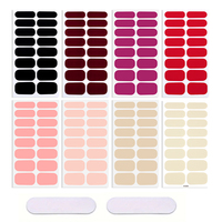 Patchs pour ongles en plastique imperméables 3D à couverture complète, 16 pointes, autocollants de couleur pure, enveloppes pour ongles, rose
