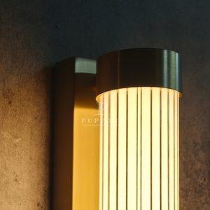 Simple Strip Shape <b>Wall</b> Lamp Frosted Ribbed Glass Brass Base LED <b>Light</b> For Commercial Space - Product Image 3
