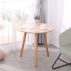 Solid Wood <b>Small</b> <b>Round</b> Coffee <b>Table</b> Natural Wood Color 60Cm Diameter Living Room Sofa <b>Side</b> <b>Table</b> Modern Minimalist Design - Product Image 1