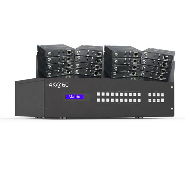 HDbaset 16X16 matrix Switch 4K@60 4:4:4 18GB HDCP2.2 Hdbaset 150m 16x16 Video matrix Switcher with Web Gui Control