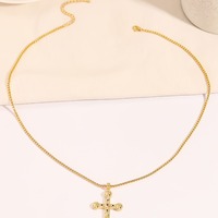 Collier en alliage de zinc croisé incrusté de diamants transfrontalier Niche haut de gamme et pendentif de prière à la mode Bijoux de chaîne pour femmes