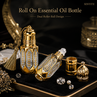Flacons roll-on de luxe en verre octogonal doré 6 ml avec bouchon lanterne vintage pour huiles essentielles et parfums