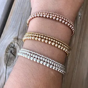 Pulseira boêmia 18k, bracelete de contas cheias de ouro com fecho dourado