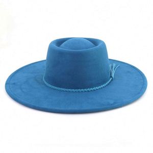 Custom Outdoor Wholesale Fashion Design Wide Brim Panama <b>Hat</b> Men Party Felt Suede Fedora <b>Hat</b> With <b>Band</b> - Product Image 2