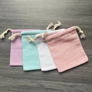 Popular Selling 100% Organic Cotton <b>Drawstring</b> Jewelry Bag Custom Colorful Cotton Dust-proof <b>Pouch</b> with Double Strings - Product Image 1