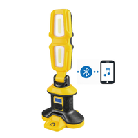 Lampe de travail portable LED COB 1500LM 20W IP65 rechargeable avec haut-parleur sans fil pour réparation automobile d'urgence et garage