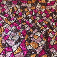 Tissu en maille brodé léger en gros, motif losanges colorés et sequins pour mariage