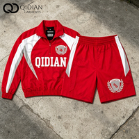 Ensemble deux pièces OEM pour homme : veste pull légère tissée à col montant et demi-zip, coupe ample, style streetwear, et short