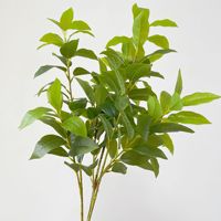 Künstliche Lorbeer-Osmanthus-Blätter Weiche Plastik-Kunstblumenzweige 30-100cm für Innen- und Außenbereich Garten-Landschaftsgestaltung