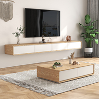Meuble TV flottant en bois, sur mesure, de qualité supérieure, au design minimaliste et moderne, avec rangement simple et long, pour salon