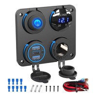 Cargador USB C de 12v para Montaje en Panel con Voltímetro LED e Interruptor Basculante