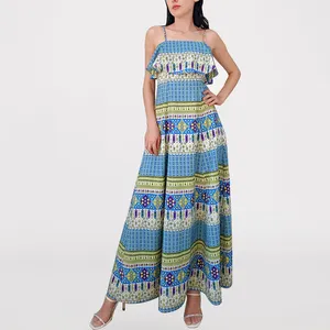فستان كاجوال فرنسي كلاسيكي للنساء فستان kitenge أفريقي تصميمات بولينيزية فساتين طويلة نسائية قطنية صيفية بدون أكمام