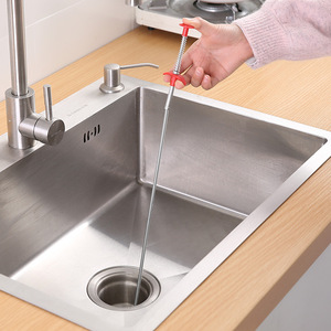 Tuyau de nettoyage de drain à ressort avec pince de 60 cm pour l'évacuation des bouchons dans les éviers de cuisine et les toilettes - Product Image 2