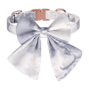 Collar desmontable para mascotas con pajarita, collar para perro de algodón puro antipérdida con correa para perro antitirones - Product Image 6