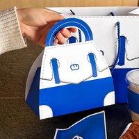 Caja de Papel para Panadería con Forma de Bolso y Logotipo Personalizado, Caja Desechable para Croissants, Pasteles y Café para Llevar con Asa