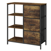 Organiseurs de commode en tissu style ferme moderne avec 3 tiroirs et structure en acier pour le rangement du salon