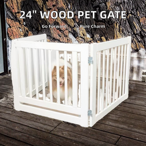 24 Zoll 3-teiliges Holz-Hundegitter Freistehend Modernes Innovatives <span class=keywords><strong>Indoor</strong></span>-Sicherheitszaun Erweiterbar 60 Zoll Breit Faltbarer Hundestufenzaun - Product Image 3