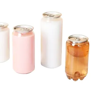 O refresco transparente do ANIMAL DE ESTIMAÇÃO 350ml 500ml pode esvaziar a lata clara plástica da bebida da soda com a tampa aberta fácil