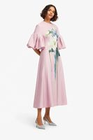 Robe A12300 pour Vacances à la Plage, Col Rond, Imprimée, Coupe Ajustée, Manches Courtes, Style Simple, Décoration Florale Magnifique