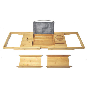 Bamboo Bathtub Rack With Cup Holder And <b>Tablet</b> <b>Stand</b> For Bathroom Relaxation - Product Image 4