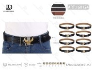 <b>Chain</b> Saddle Buckle <b>Belt</b> 5.0cm Silver Rectangular Casual Cow Hide Leather - Product Image 3