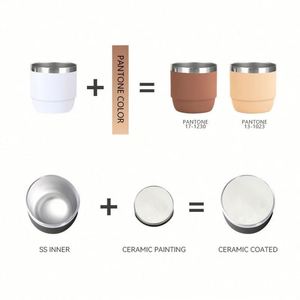 Tasses à expresso miniatures en acier inoxydable isolées sous vide de 4 oz, 6 oz, 8 oz avec couvercles Magslider - Product Image 6