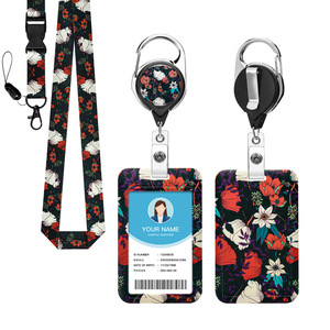 Wholesale black-based floral ID badge <b>clips</b>, lanyards, retractable scroll <b>clips</b>, fashion card nameplate protective cases, - Product Image 1