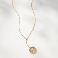 Nouveau Collier Pendentif Médaillon 2025 DS DIY en Or 18 carats Personnalisable, Géométrique, Ouvert, Vide, en Verre, avec Strass, Motif Amour et Lune
