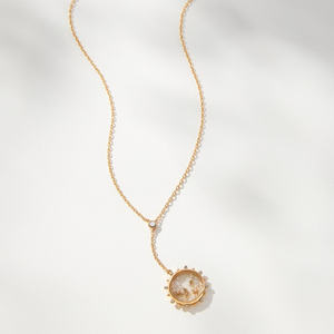 2025 DY DY 18K להתאים אישית גאומטרית מתכת זכוכית ריקה אהבה ירח שרשרת תליון רינסטון - Product Image 2