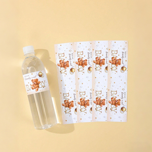 Autocollants pour biberons, autocollants décoratifs pour emballages de cadeaux avec motif d'ours brun mignon, autocollants décoratifs pour fête de naissance - Product Image 1