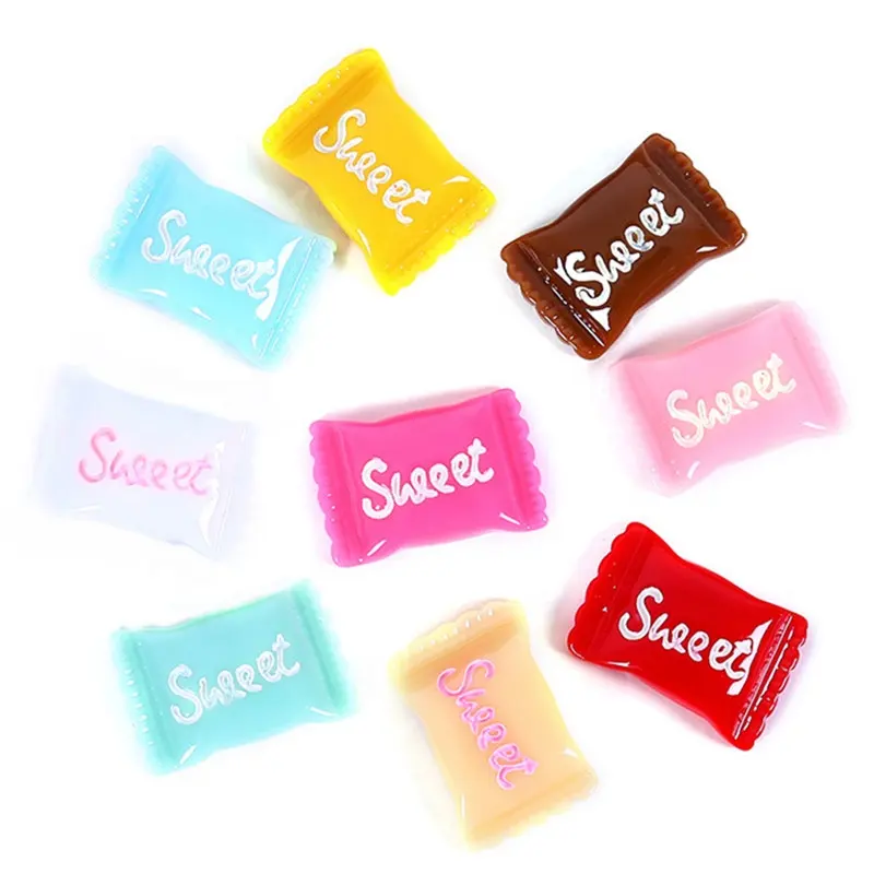 Groothandel Sweet Candy Kleurrijke Suiker Hars Vlakke Achterkant voor DIY Craft Haar Ornament Decoratie