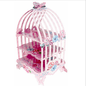 Supporto per Torte <span class=keywords><strong>in</strong></span> Cartone con Bordo Dorato, Espositore a 3 Piani per Dessert, Vassoio Singolo per Torte, Decorazione per Tavoli da Festa e Banchetti - Product Image 6