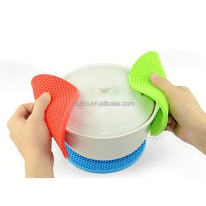 Coussinets chauffants polyvalents Repose-cuillère Outils de cuisine Rond Nid d'abeille Support de casserole en silicone Tapis de dessous de plat - Product Image 4