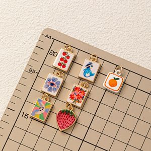 Miniature Art <b>Painting</b> Gallery | 18K <b>Gold</b> Plated Brass Frame Colorful Mini Canvas Charm for DIY Necklace Bracelet Jewelry Making - Product Image 4