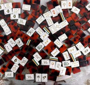 Jeu d'échecs chinois à motif artistique traditionnel de lotus blanc, <span class=keywords><strong>4</strong></span> joueurs, jeu familial durable, 160 tuiles - Product Image 1