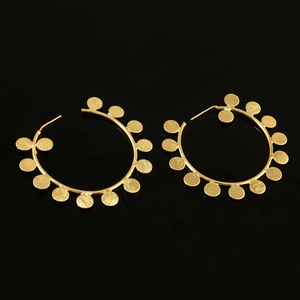 Boho Modern Vintage Style Round <b>Disc</b> Hoop Earrings Lightweight <b>Gold</b>-Plated Dot Hoops High Quality Women's - Product Image 1