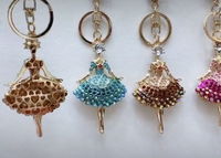 Porte-clés Ballerine en Strass, Porte-clés Fille Danseuse de Ballet en Cristal, Breloque Émail Coloré, Cadeau Souvenir pour Recital de Danse