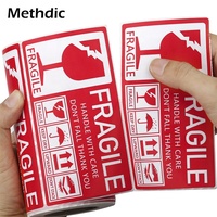 Metdic Gulungan Stiker Label Rapuh, Perekat Sendiri 130X70Mm untuk Pengiriman dan Bergerak