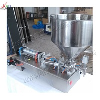 Machine de remplissage pneumatique semi-automatique à tête unique pour liquides et pâtes, idéale pour la production de crèmes, miels, sauces et cosmétiques