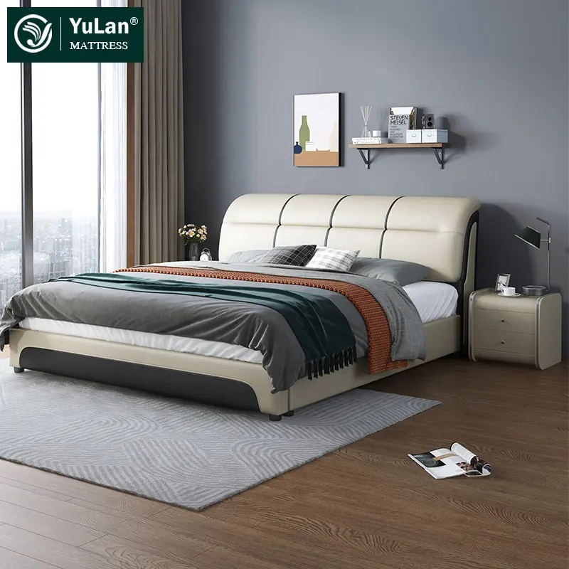 OEM ODM लक्जरी इतालवी बेडरूम सेट आधुनिक बड़े भंडारण राजा डबल बिस्तर