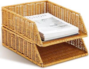 Organisateur de plateau en <span class=keywords><strong>papier</strong></span> et <span class=keywords><strong>plastique</strong></span> YULIN JIAFU pour bureau, organiseur de dossiers tissé, plateau pour dossiers A4, <span class=keywords><strong>corbeille</strong></span> à <span class=keywords><strong>papier</strong></span> de bureau - Product Image 1