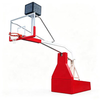 Support de basketball mobile hydraulique en métal avec panier détachable et panneau arrière en verre trempé, hauteur réglable, professionnel pour intérieur
