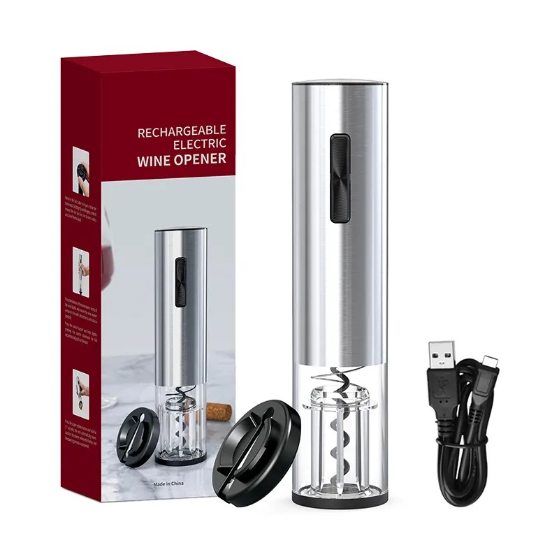 Corkscrew Stainless Steel Rechargeable Battery Operated Automatic Electric Corkscrew Wine Bottle Opener