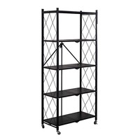 Shining KSR058 Quadratisches Multifunktionales Bodeninstallationsregal Bücherregal Schwarz Lackiertes Eisen Metall Heim Küche 5 Aufbewahrungsfächer