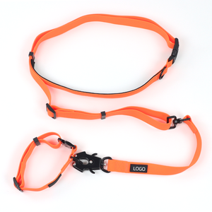방수 오렌지 및 그레이 PVC 칼라 및 가죽 끈 세트 6-in-1 멀티 기능성 개 가죽 끈 큰 개 체인 칼라 및 가죽 끈 - Product Image 2
