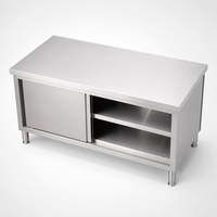Armoire de cuisine en acier inoxydable avec porte coulissante de 1500 à 1800 mm, plan de travail en acier inoxydable pour restaurant