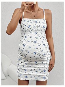 Magliette <span class=keywords><strong>Premaman</strong></span> Slimore da Donna con Stampa Floreale, Spalline Sottili, Scollo a Balze, Maniche Corte, Vestibilità Aderente, in Cotone Traspirante - Product Image 3