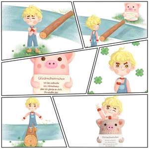 ตุ๊กตาหมูน้อยถักไหมพรม ตุ๊กตาถักนิตติ้ง ของเล่นถักไหมพรม ตุ๊กตาหมูน้อยพร้อมการ์ดเหรียญมงคล ตุ๊กตาหมูน้อยถักโครเชต์ทำมือ ตุ๊กตาหมูน้อยสีชมพู - Product Image 4